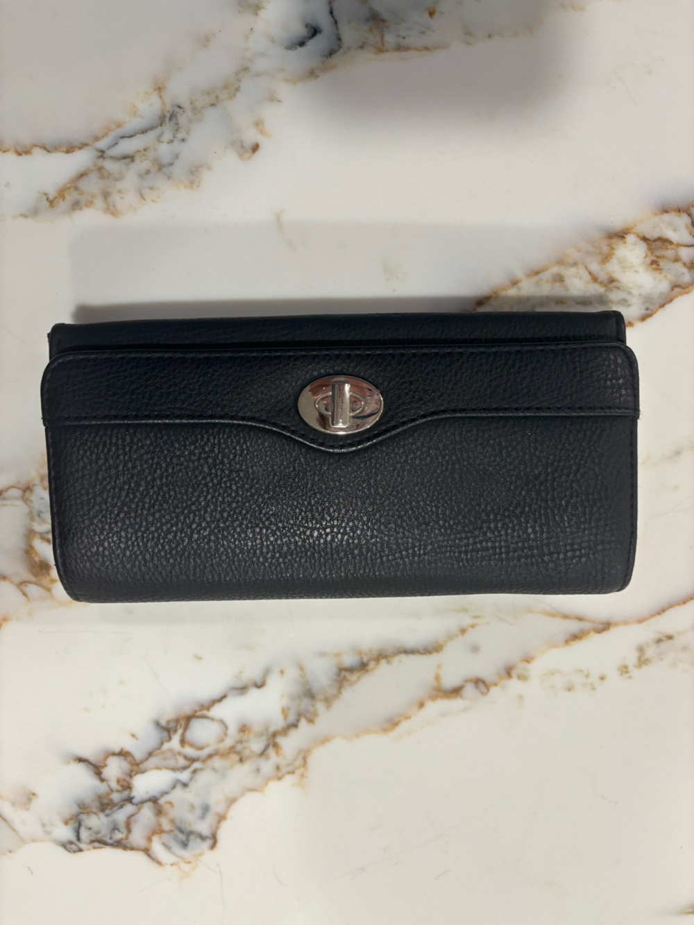 Black Leather Wallet - Women's